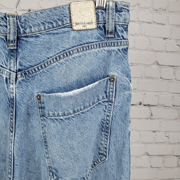 Free People We The Free Blue Denim Relaxed Wide Leg High Rise Jeans 29 (29x29) - Picture 15 of 16